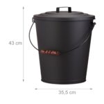 Galeata cu capac pentru cenusa, din otel, 24 L, negru, Relaxdays - imagine 2