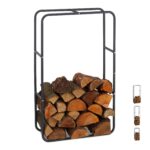 Suport depozitare lemne de foc, otel, antracit, 100 x 60 x 25 cm, Relaxdays