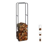 Suport depozitare lemne de foc, otel, antracit, 150 x 40 x 25 cm, Relaxdays