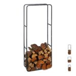 Suport depozitare lemne de foc, otel, antracit, 150 x 60 x 25 cm, Relaxdays