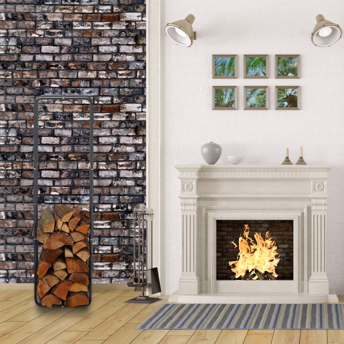 Suport depozitare lemne de foc, otel, antracit, 150 x 60 x 25 cm, Relaxdays - imagine 2