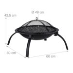 Vatra de foc pentru terasa si gradina, din otel, negru, 42,5 x 60 x 60 cm, Relaxdays - imagine 4