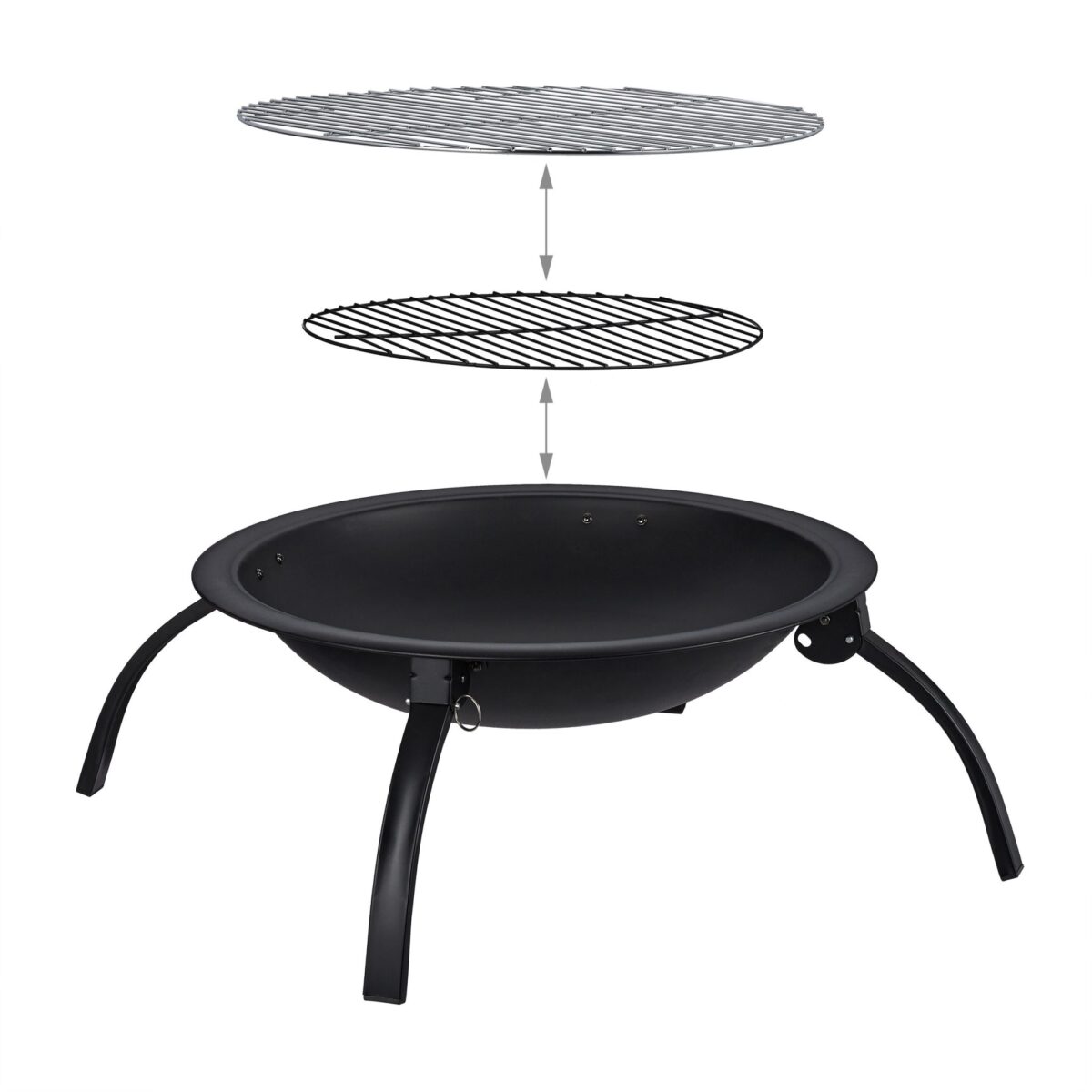 Vatra de foc pentru terasa si gradina, din otel, negru, 42,5 x 60 x 60 cm, Relaxdays - imagine 6