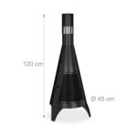 Semineu terasa exterior, incalzitor, usa protectie, din otel, 120 x 45 cm, negru, Relaxdays - imagine 4