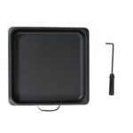 Semineu exterior cu gratar, cos de fum, din otel, 2 in 1 – incalzitor exterior si gratar pe lemne, negru, Relaxdays - imagine 7