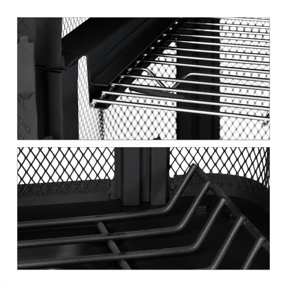 Semineu exterior cu gratar, cos de fum, din otel, 2 in 1 – incalzitor exterior si gratar pe lemne, negru, Relaxdays - imagine 9