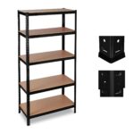 Raft industrial cu 5 polite depozitare, sustinere totala 1325 kg, placi MDF, cadru otel negru, 180 x 90 x 60 cm, Relaxdays