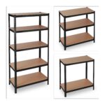 Raft industrial cu 5 polite depozitare, sustinere totala 1325 kg, placi MDF, cadru otel negru, 180 x 90 x 60 cm, Relaxdays - imagine 6