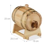 Butoi din lemn pentru whisky si vin,1,25 L, robinet, natural, Relaxdays - imagine 3