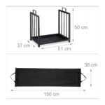 Suport lemne din otel cu husa textila, decorativ si functional, negru, 50 x 51 x 37 cm, Relaxdays - imagine 4