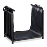 Suport lemne din otel cu husa textila, decorativ si functional, negru, 50 x 51 x 37 cm, Relaxdays - imagine 6