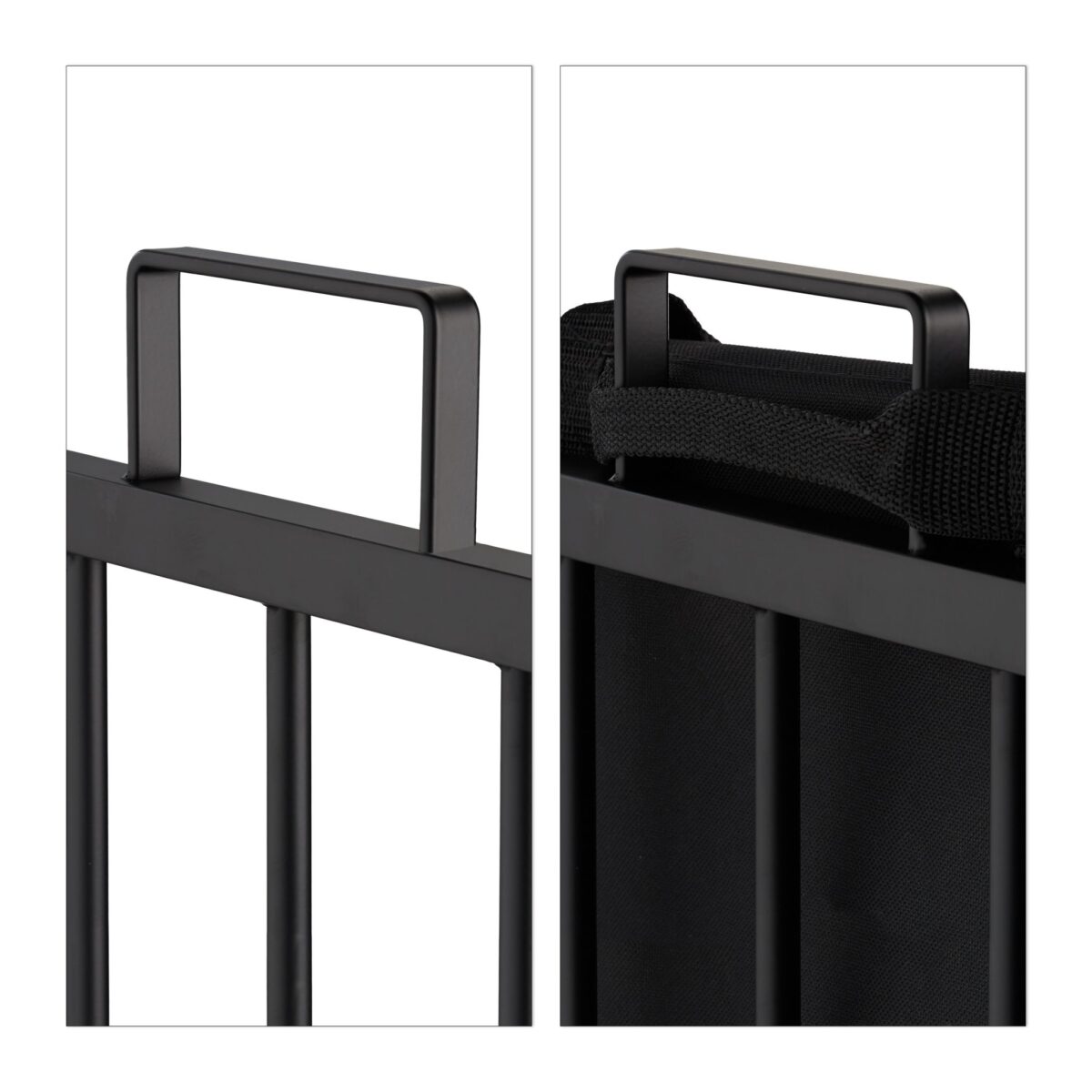 Suport lemne din otel cu husa textila, decorativ si functional, negru, 50 x 51 x 37 cm, Relaxdays - imagine 8