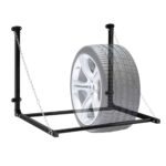 Raft suspendat pentru anvelope, extensibil 81 - 130 cm, otel, negru, Relaxdays