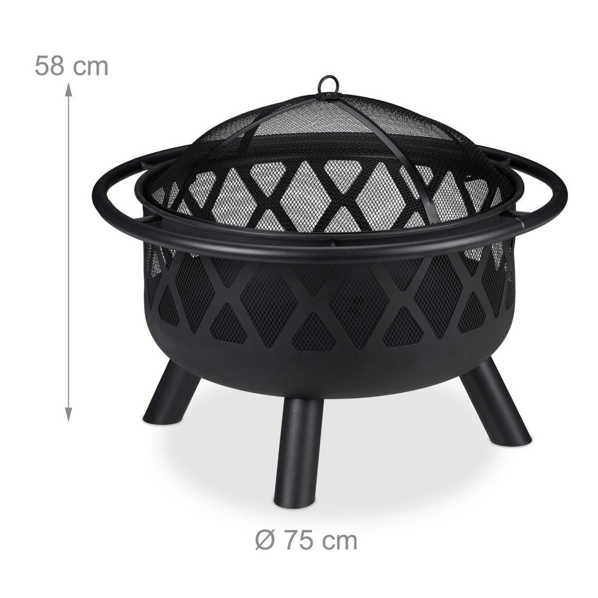 Vatra de foc XXL pentru terasa, din otel, negru, 58 x 75 cm, Relaxdays - imagine 4