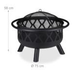 Vatra de foc XXL pentru terasa, din otel, negru, 58 x 75 cm, Relaxdays - imagine 4