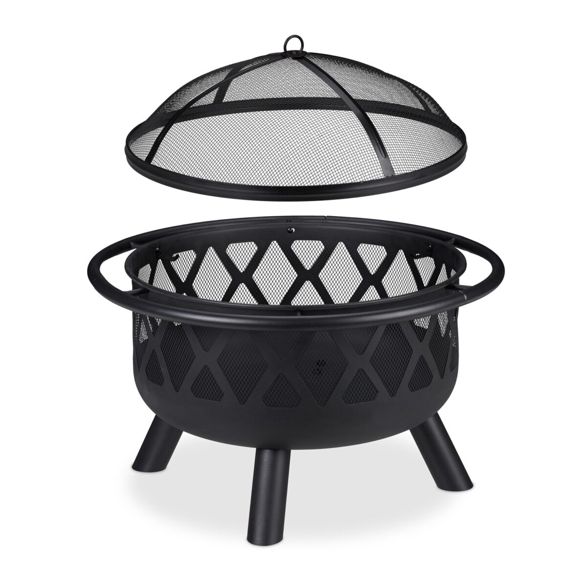 Vatra de foc XXL pentru terasa, din otel, negru, 58 x 75 cm, Relaxdays - imagine 6