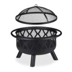 Vatra de foc XXL pentru terasa, din otel, negru, 58 x 75 cm, Relaxdays - imagine 6