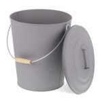 Galeata cu capac pentru cenusa, din otel, 24 L, gri, Relaxdays