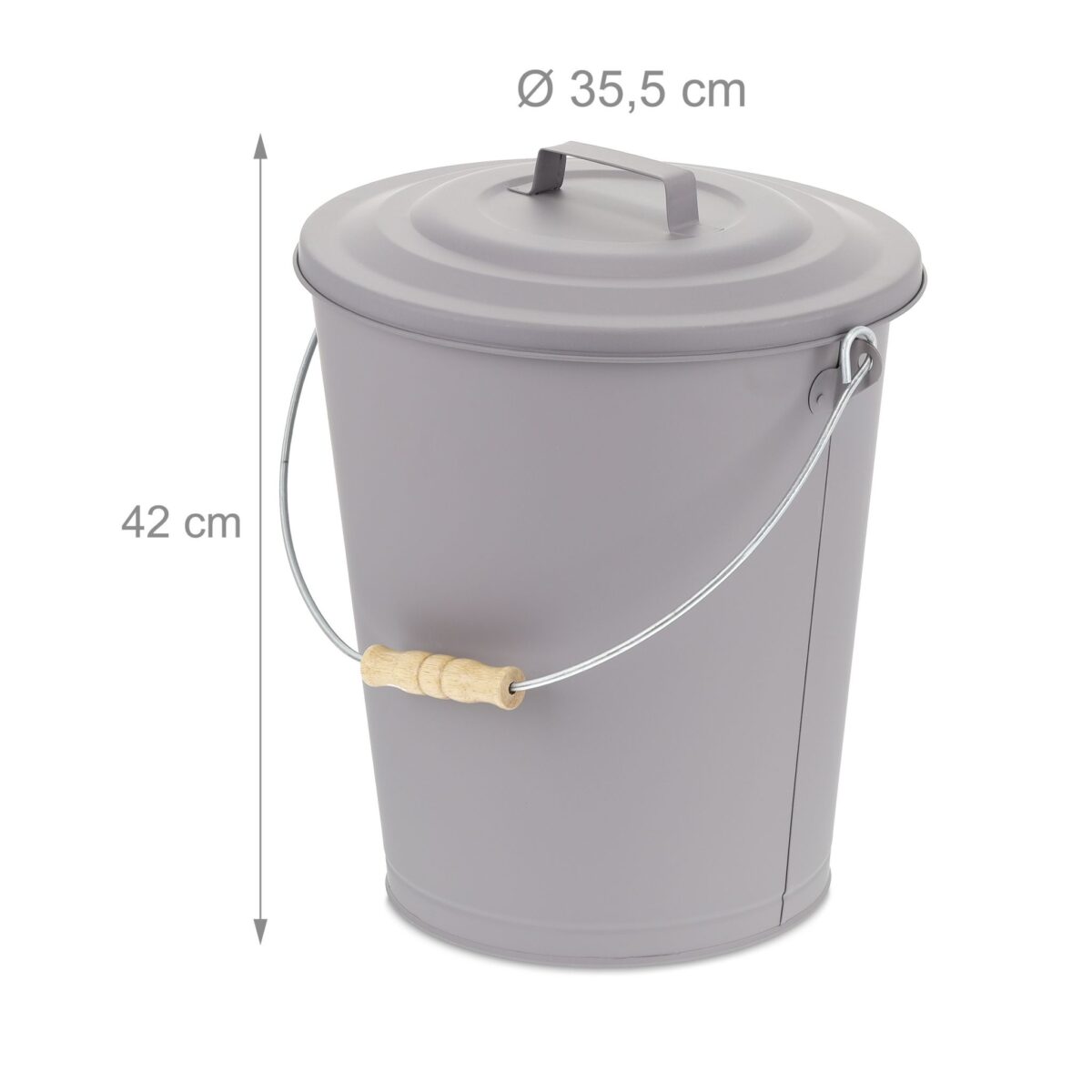 Galeata cu capac pentru cenusa, din otel, 24 L, gri, Relaxdays - imagine 4