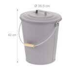 Galeata cu capac pentru cenusa, din otel, 24 L, gri, Relaxdays - imagine 4