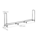 Suport metalic XXL pentru lemne, 122 x 370 x 38,5 cm, exterior si interior, otel, negru, Relaxdays - imagine 4