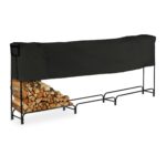 Suport metalic XXL copertina pentru lemne, 122 x 370 x 38,5 cm, exterior si interior, otel, negru, Relaxdays