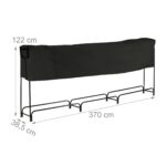 Suport metalic XXL copertina pentru lemne, 122 x 370 x 38,5 cm, exterior si interior, otel, negru, Relaxdays - imagine 4