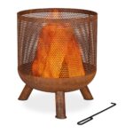 Vatra de foc din otel si plasa metalica, stil vintage, 53 x 44 cm, Relaxdays