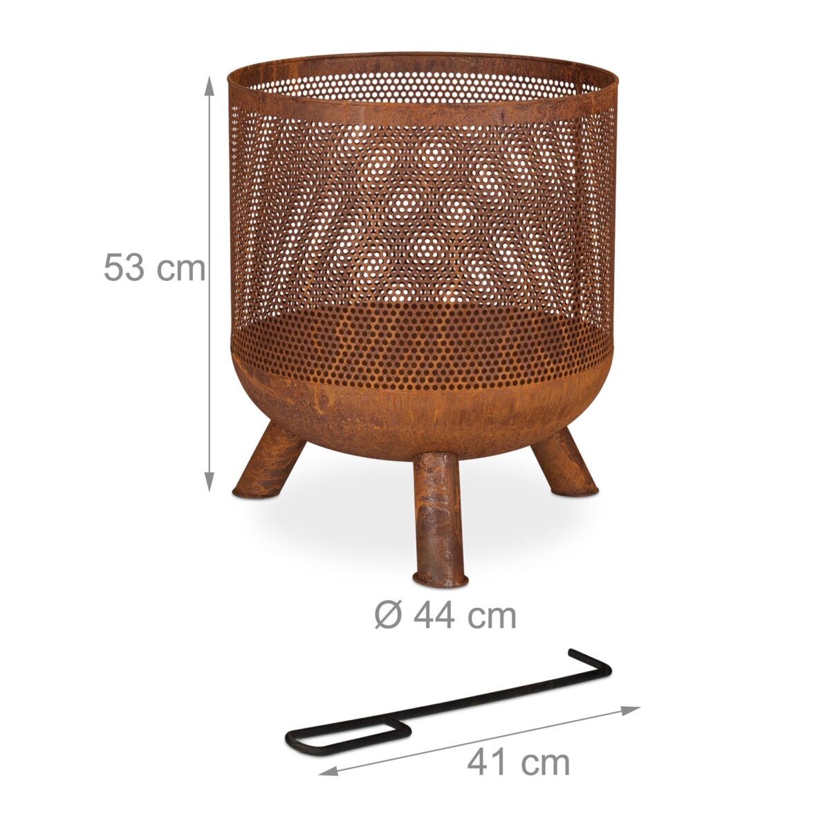 Vatra de foc din otel si plasa metalica, stil vintage, 53 x 44 cm, Relaxdays - imagine 4