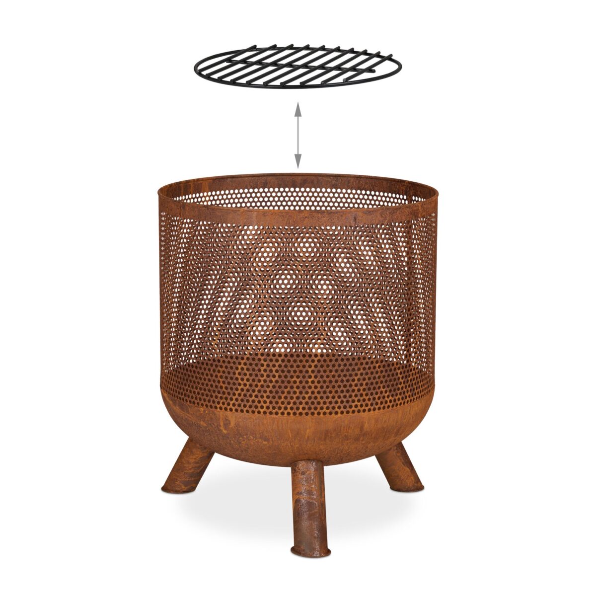 Vatra de foc din otel si plasa metalica, stil vintage, 53 x 44 cm, Relaxdays - imagine 5