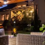 Semineu exterior modern cu usa si gratar, otel, negru, 120 x 47 cm, Relaxdays - imagine 5