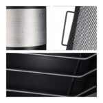 Semineu exterior modern cu usa si gratar, otel, negru, 120 x 47 cm, Relaxdays - imagine 8
