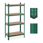 Raft metalic pentru depozitare, 4 polite MDF reglabile, sutine 280 kg, 156 x 80 x 40 cm, Relaxdays