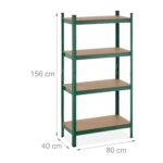 Raft metalic pentru depozitare, 4 polite MDF reglabile, sutine 280 kg, 156 x 80 x 40 cm, Relaxdays - imagine 7