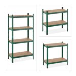 Raft metalic pentru depozitare, 4 polite MDF reglabile, sutine 280 kg, 156 x 80 x 40 cm, Relaxdays - imagine 9