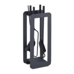 Ustensile pentru semineu, 5 piese, antracit, otel, 60 x 22,5 x 16 cm, Relaxdays
