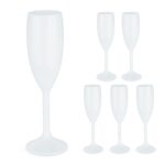 Set 6 pahare albe pentru sampanie, din plastic reutilizabil, 160 ml, Relaxdays