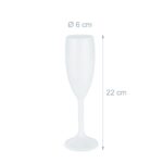 Set 6 pahare albe pentru sampanie, din plastic reutilizabil, 160 ml, Relaxdays - imagine 6