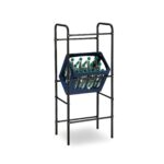 Raft pentru ladite, sustinere 50 kg, otel, negru, 116 x 50 x 34 cm, Relaxdays