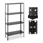 Raft metalic cu 4 polite reglabile, sustine 160 kg, negru, 147 x 75 x 30 cm, Relaxdays