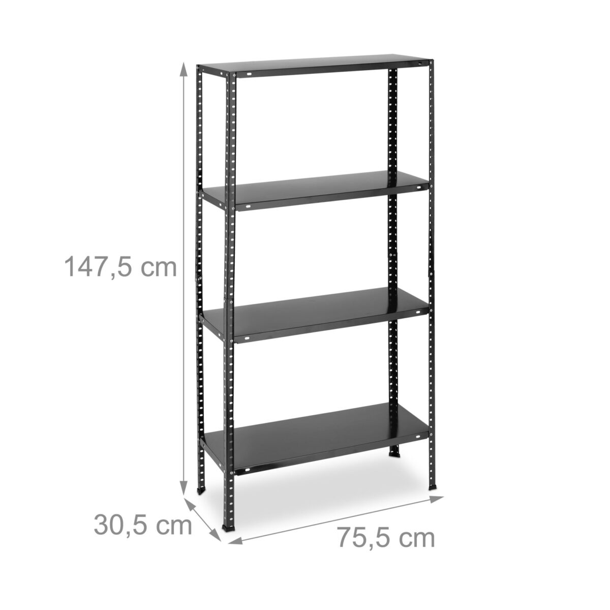 Raft metalic cu 4 polite reglabile, sustine 160 kg, negru, 147 x 75 x 30 cm, Relaxdays - imagine 4
