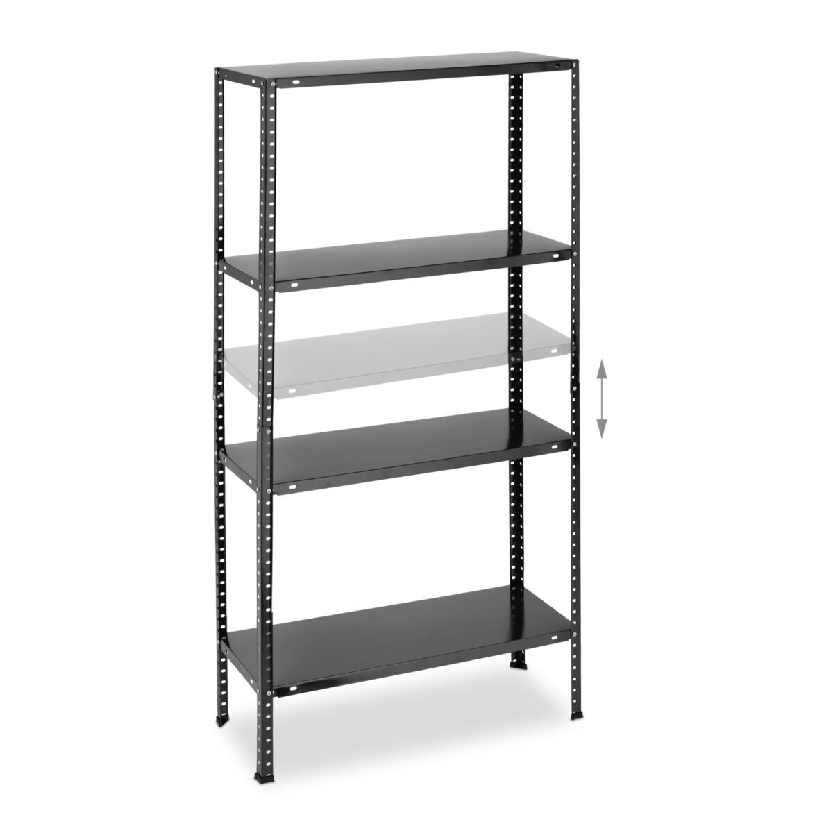Raft metalic cu 4 polite reglabile, sustine 160 kg, negru, 147 x 75 x 30 cm, Relaxdays - imagine 6