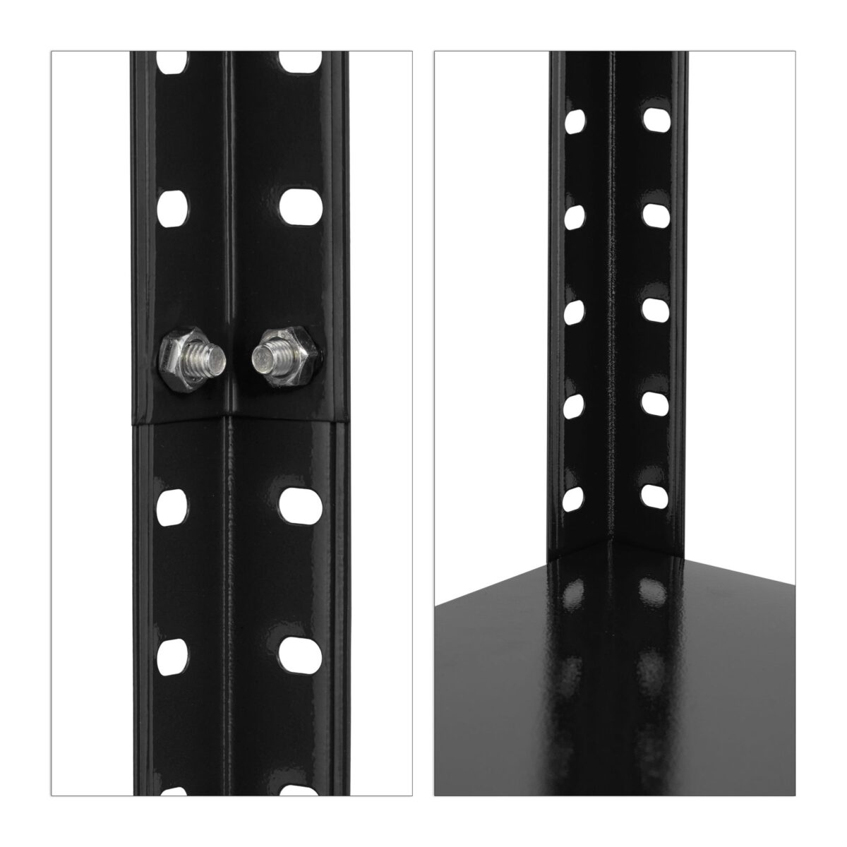Raft metalic cu 4 polite reglabile, sustine 160 kg, negru, 147 x 75 x 30 cm, Relaxdays - imagine 7