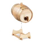 Butoi din lemn pentru bauturi spirtoase si vin,1,25 L, robinet, natural, Relaxdays - imagine 6