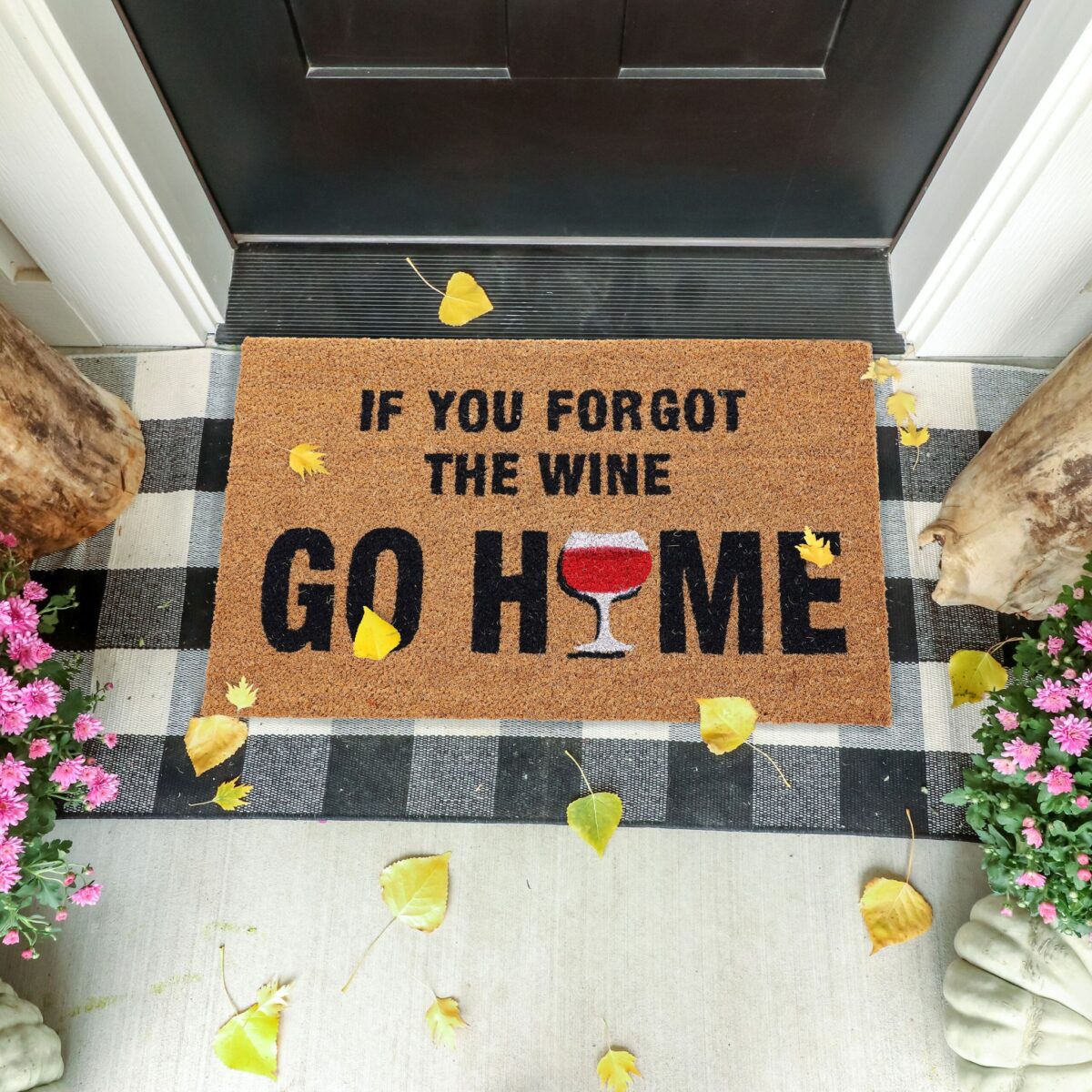 Covoras de intrare "If you forgot the wine go home", fibra de cocos, PVC, 60 x 40 cm - imagine 2