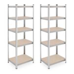 Rafturi metalice depozitare, set 2, sustinere 500 kg fiecare, otel galvanizat, 180 x 60 x 45 cm, Relaxdays