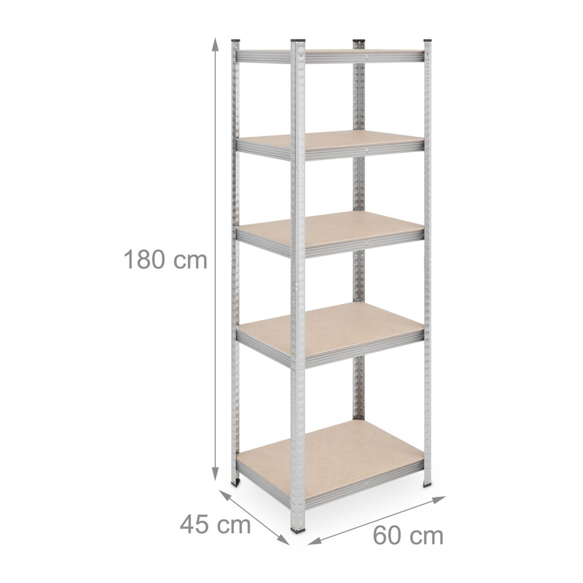Rafturi metalice depozitare, set 2, sustinere 500 kg fiecare, otel galvanizat, 180 x 60 x 45 cm, Relaxdays - imagine 4