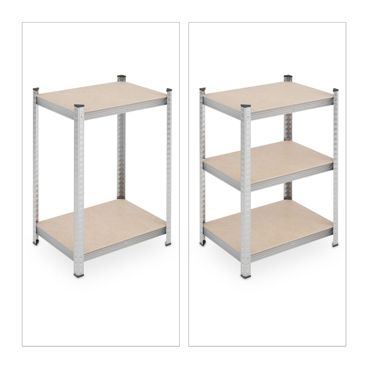 Rafturi metalice depozitare, set 2, sustinere 500 kg fiecare, otel galvanizat, 180 x 60 x 45 cm, Relaxdays - imagine 6