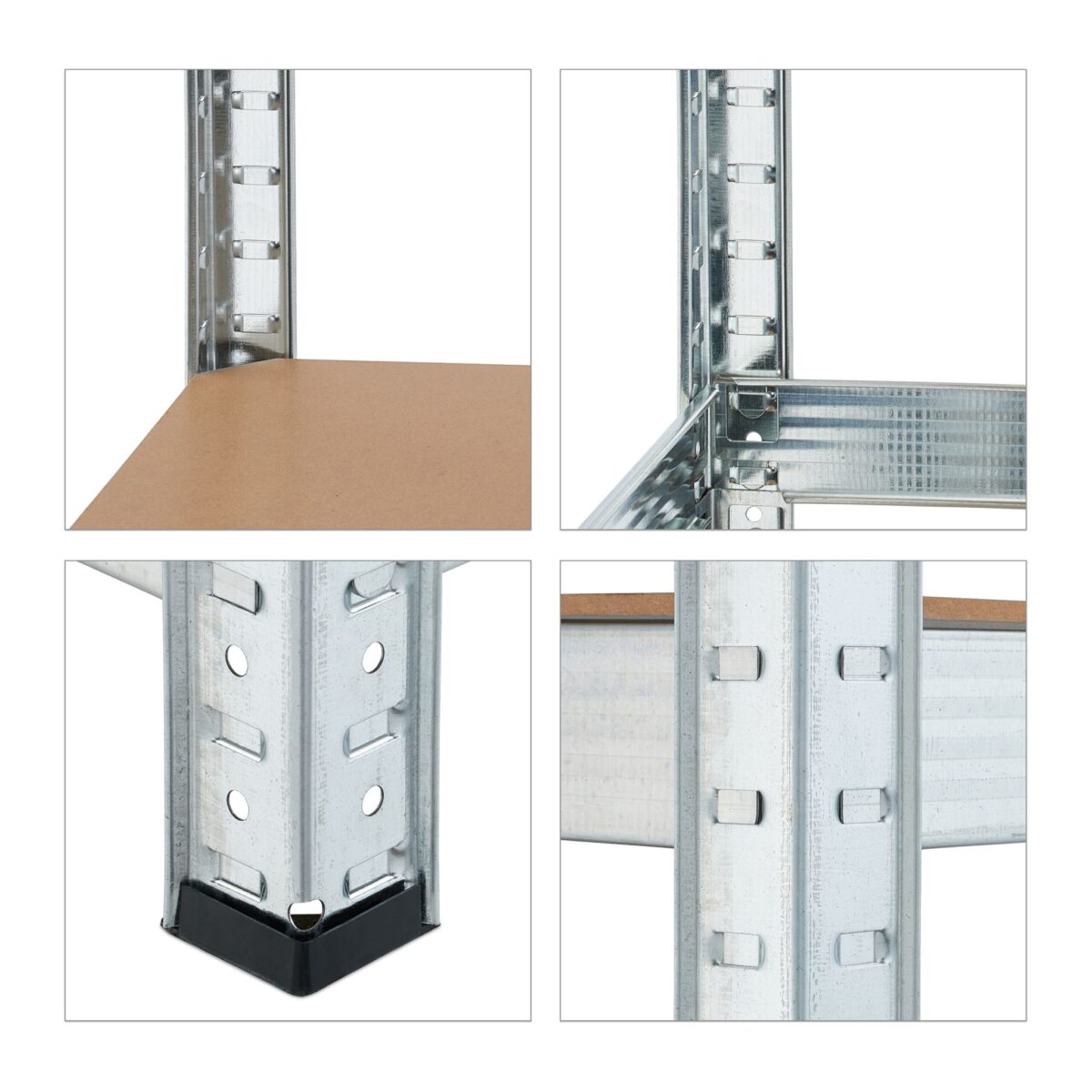 Rafturi metalice depozitare, set 2, sustinere 500 kg fiecare, otel galvanizat, 180 x 60 x 45 cm, Relaxdays - imagine 8
