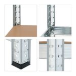 Rafturi metalice depozitare, set 2, sustinere 500 kg fiecare, otel galvanizat, 180 x 60 x 45 cm, Relaxdays - imagine 8